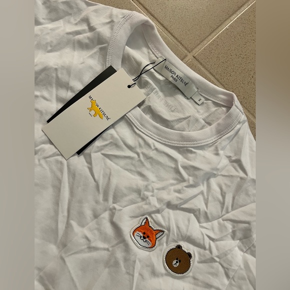 Maison Kitsuné - LINE FRIENDS Logo-Appliquéd Cotton T-shirt size xs - Picture 3 of 6